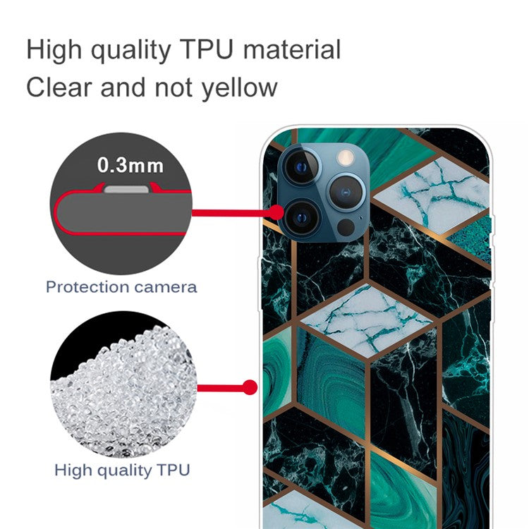 iPhone 12/12 Pro Cover Marmor – Sort/Grøn - produktbillede 3