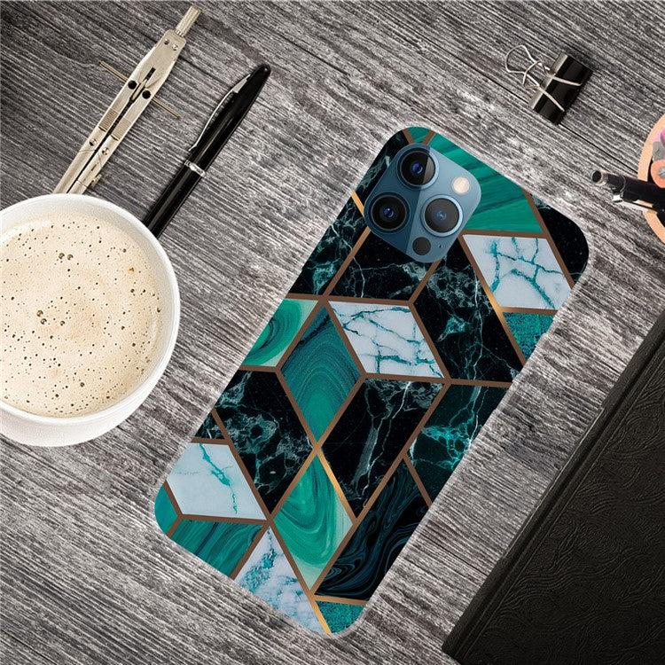 iPhone 12/12 Pro Cover Marmor – Sort/Grøn - produktbillede 4