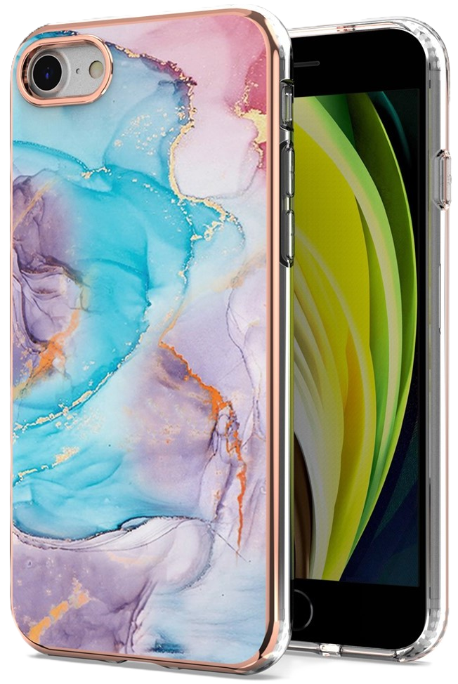 iPhone 7/8/SE Cover Marmorlook Milky Way – Blå