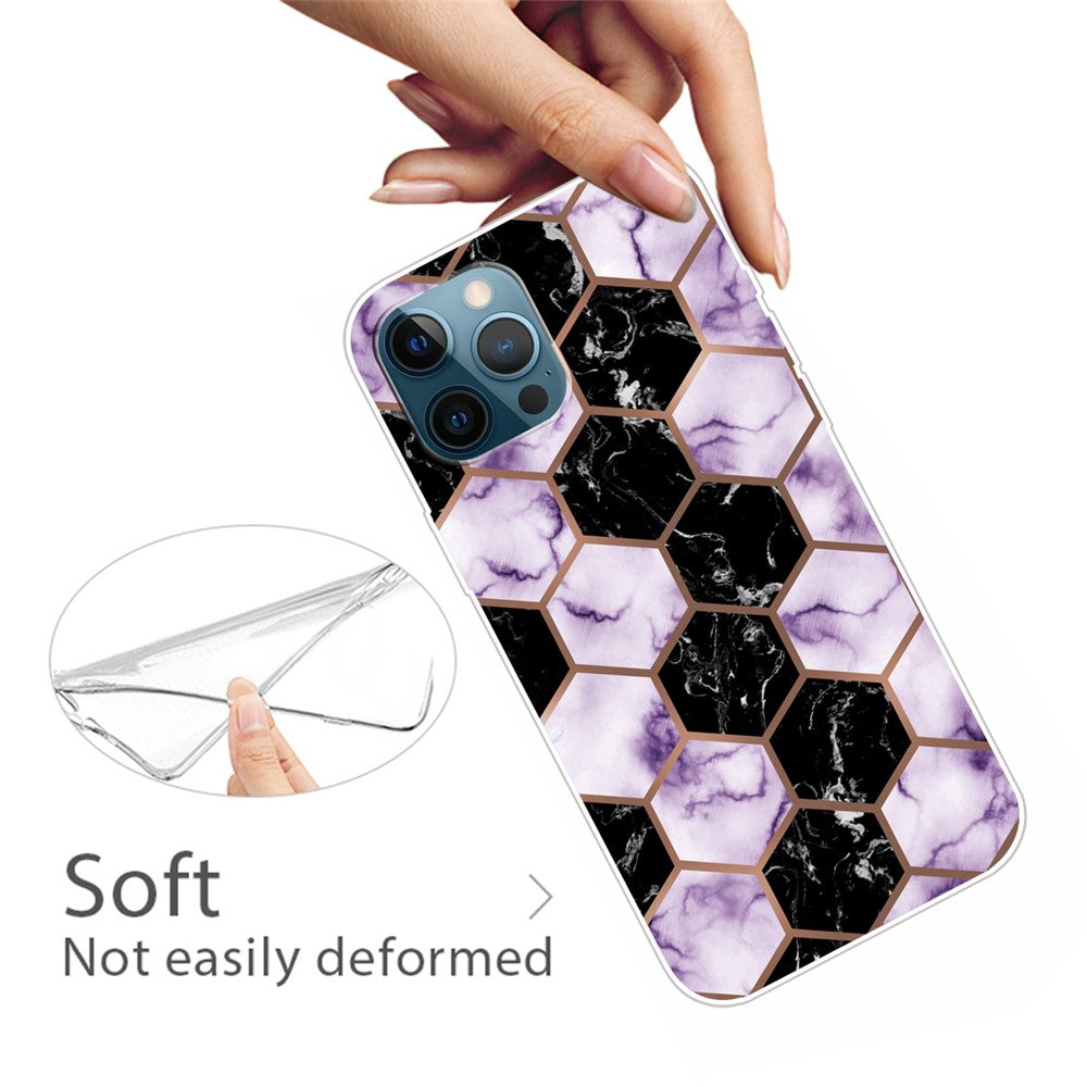 iPhone 13 Pro TPU Cover Stylish Marble Pattern Flexible Back Style U - produktbillede 3