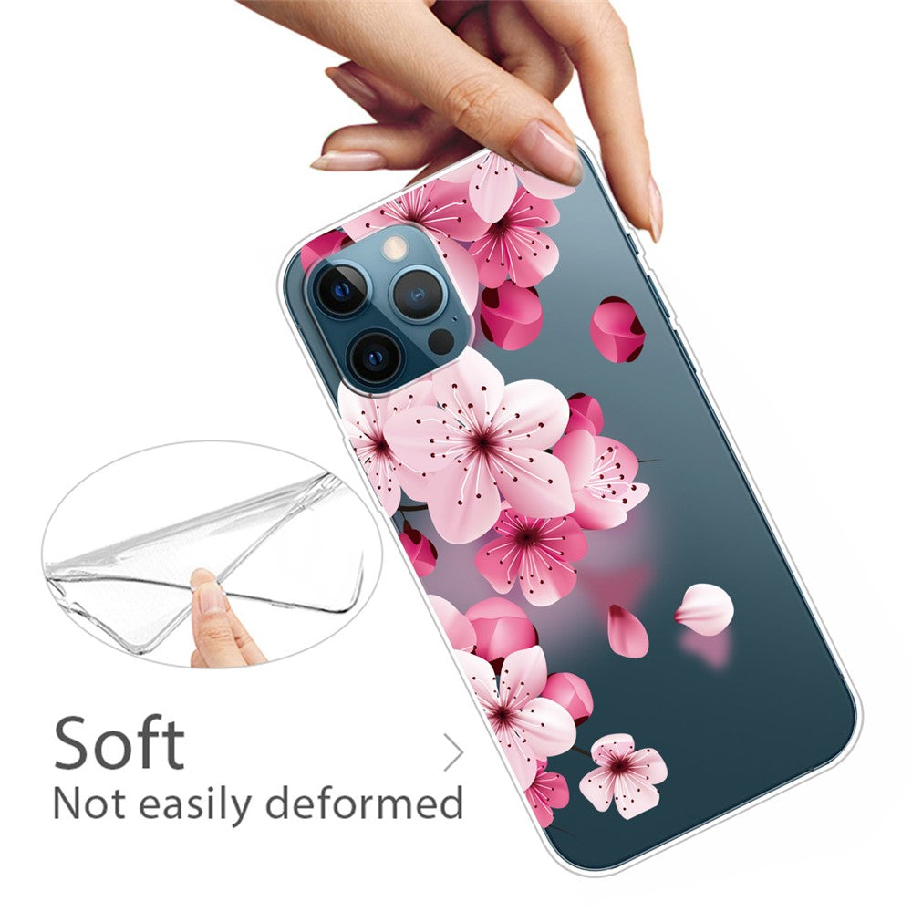 iPhone 13 Pro TPU Cover Shock Slim Soft Absorption Peach Blossom – Transparent - produktbillede 2