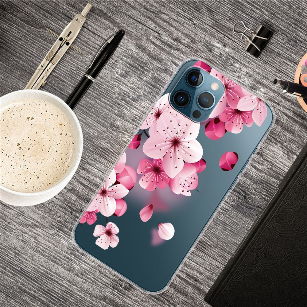 iPhone 13 Pro TPU Cover Shock Slim Soft Absorption Peach Blossom – Transparent - produktbillede 4
