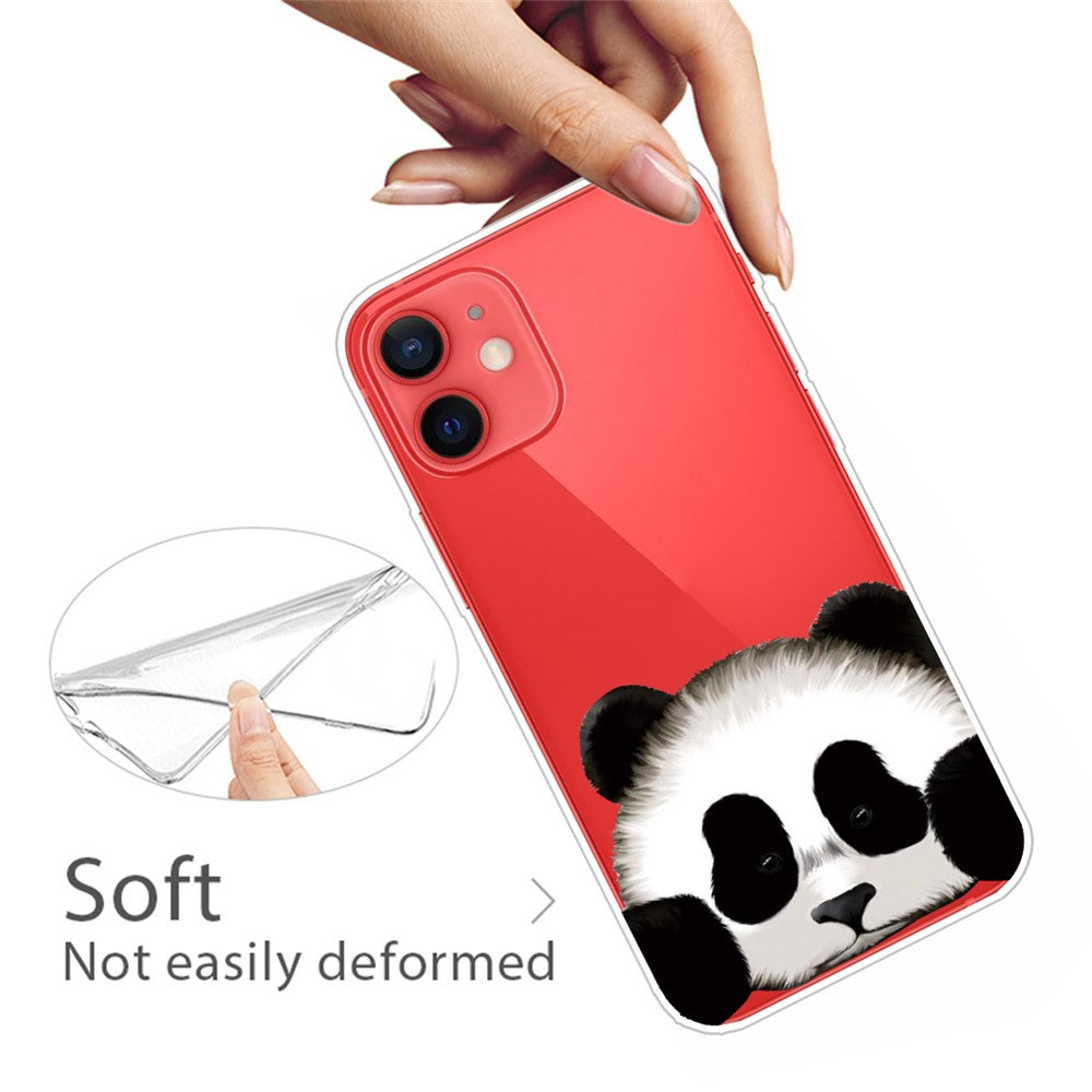 iPhone 13 Mini TPU Cover Clear Slim Slim Shockproof Soft Flexible Back Cute Panda – Transparent - produktbillede 2