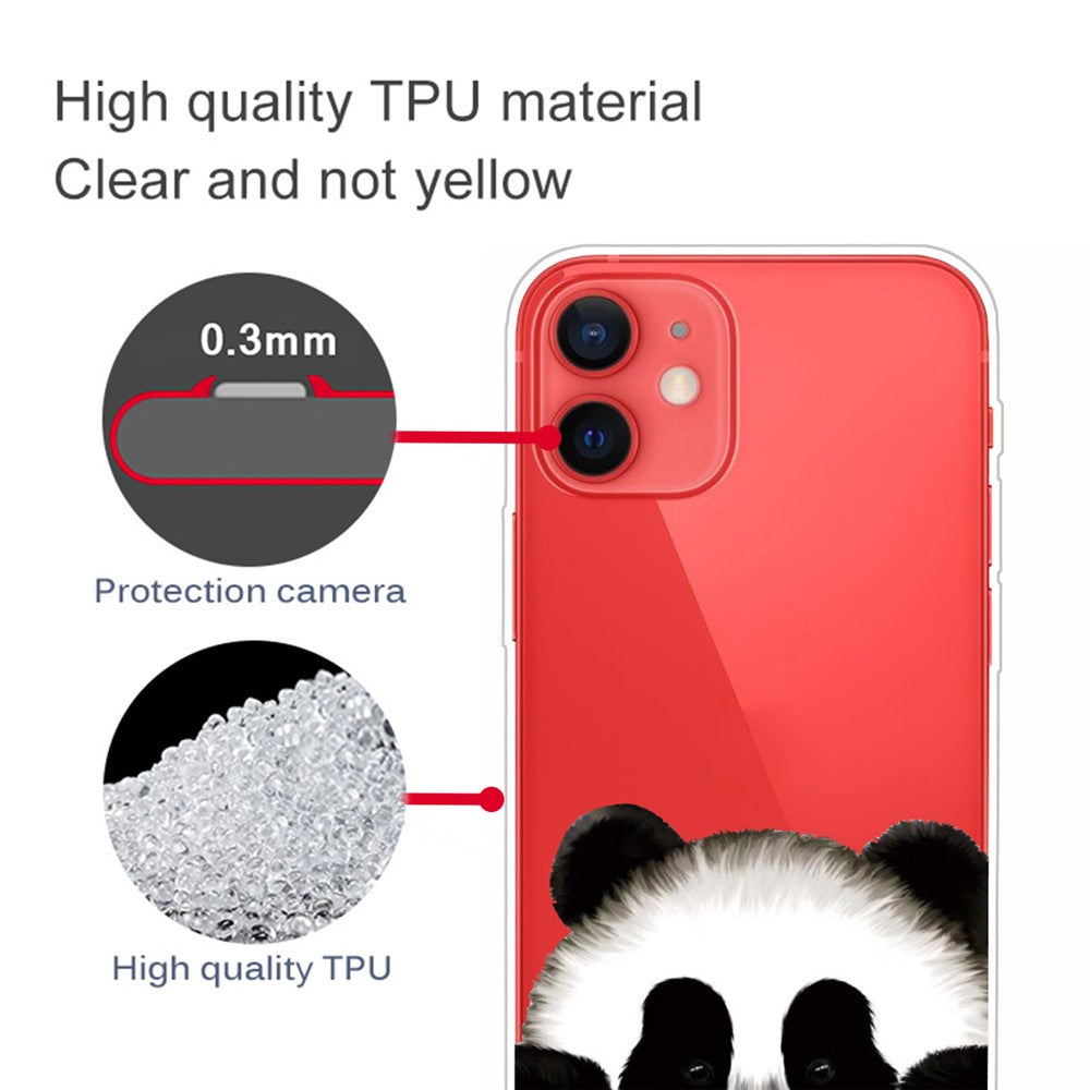 iPhone 13 Mini TPU Cover Clear Slim Slim Shockproof Soft Flexible Back Cute Panda – Transparent - produktbillede 3