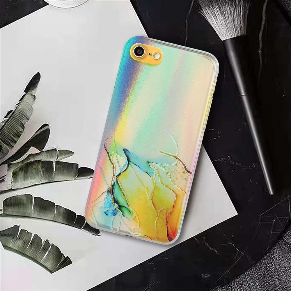 iPhone 7/8/SE/22 Cover Marble Bling – Orange - produktbillede 4