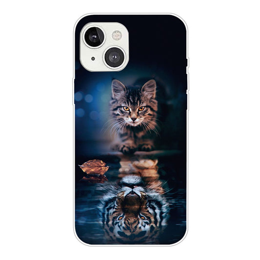 iPhone 13 Mini TPU Cover Design Soft Anti Scratch Cats Reflection – Transparent - produktbillede 1
