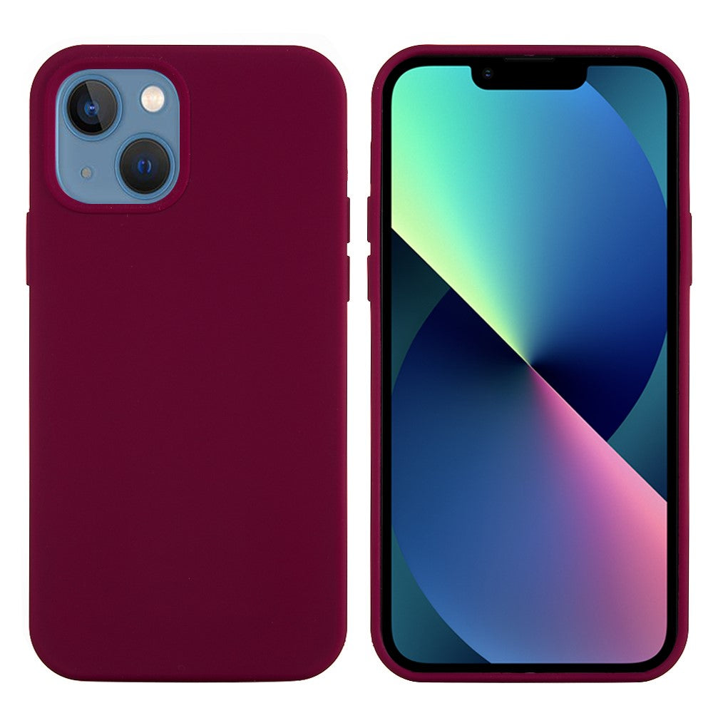 iPhone 13 Silicone Cover Liquid Well Protected Anti scratch Back Wine – Rød