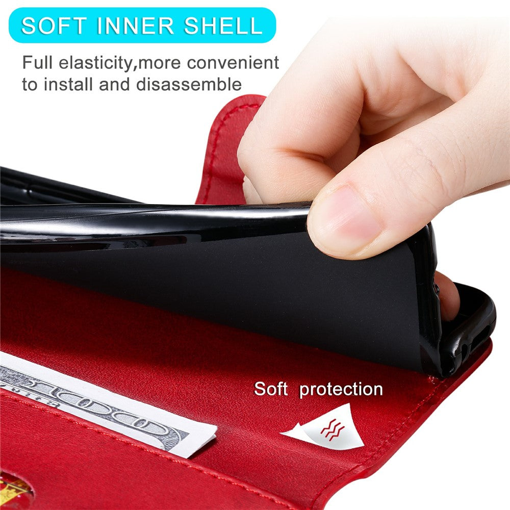 iPhone 13 Pro Læder Wallet Flip Cover Drop proof Folio – Rød - produktbillede 3