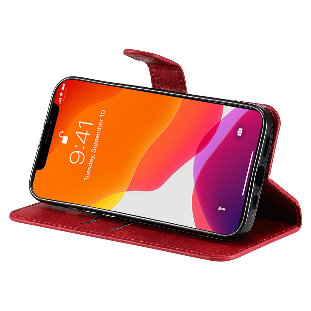 iPhone 13 Pro Læder Wallet Flip Cover Drop proof Folio – Rød - produktbillede 9
