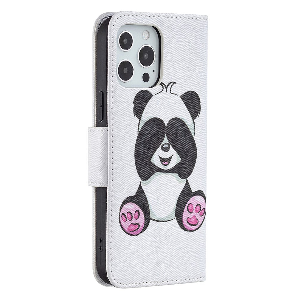 iPhone 13 Pro PU Wallet Flip Cover Magnetic Panda - produktbillede 3