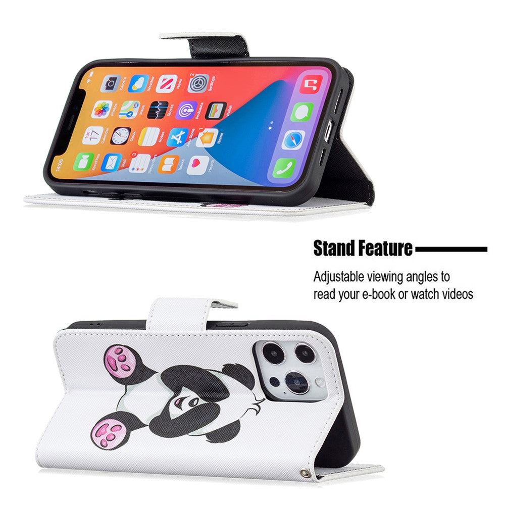 iPhone 13 Pro PU Wallet Flip Cover Magnetic Panda - produktbillede 4