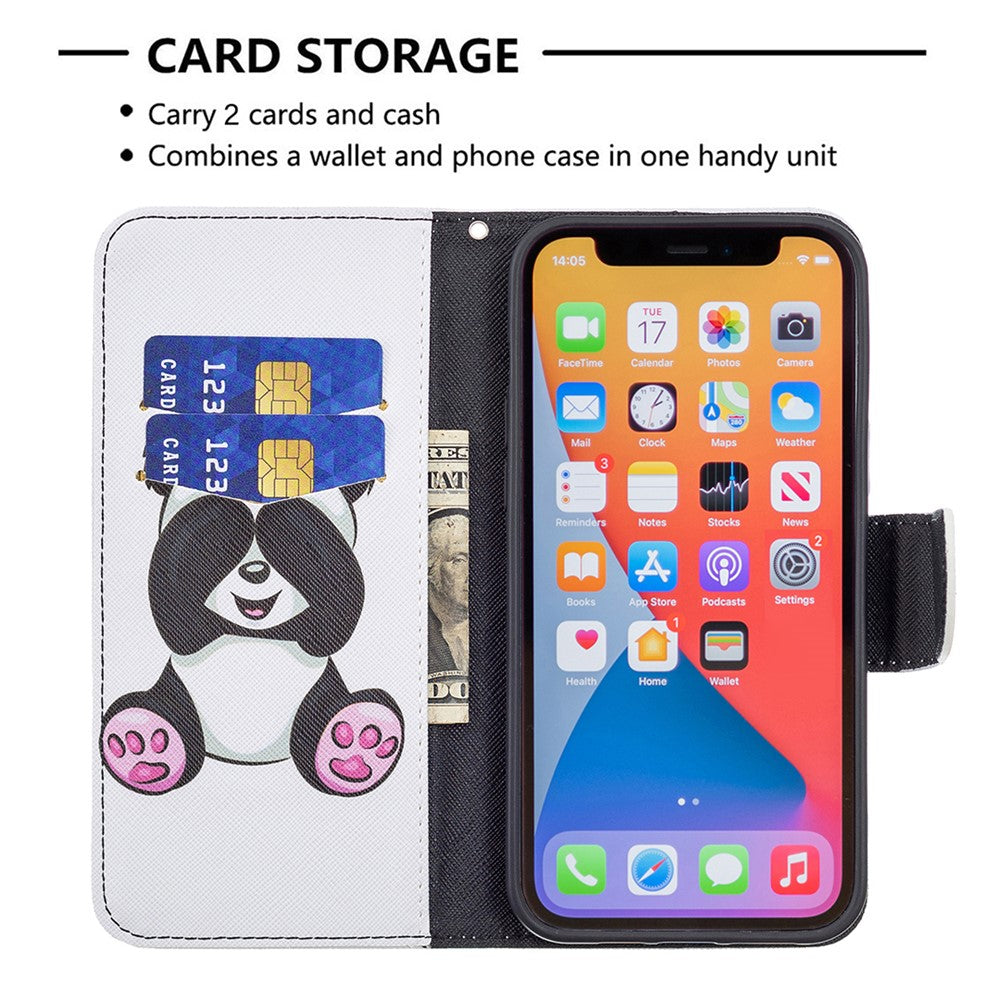 iPhone 13 Pro PU Wallet Flip Cover Magnetic Panda - produktbillede 5