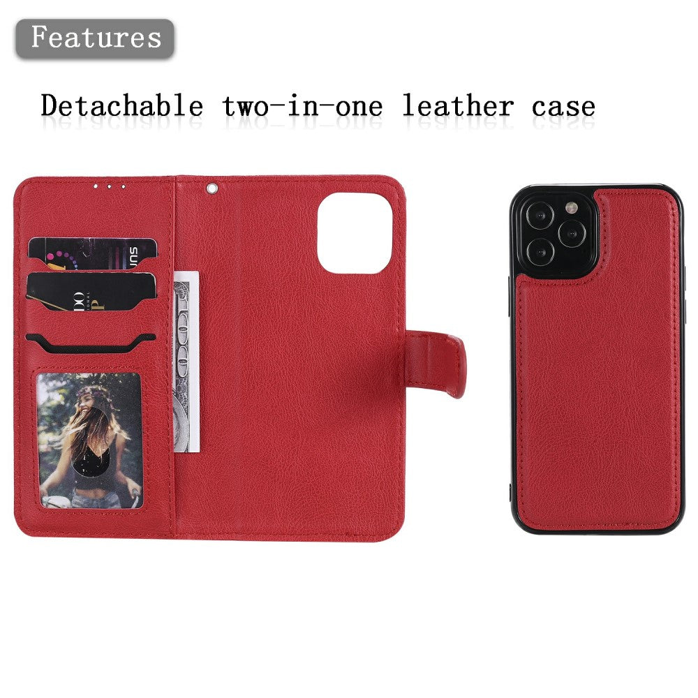 iPhone 12/12 Pro Wallet Flip Cover 2 i 1 Magnet Cover – Rød