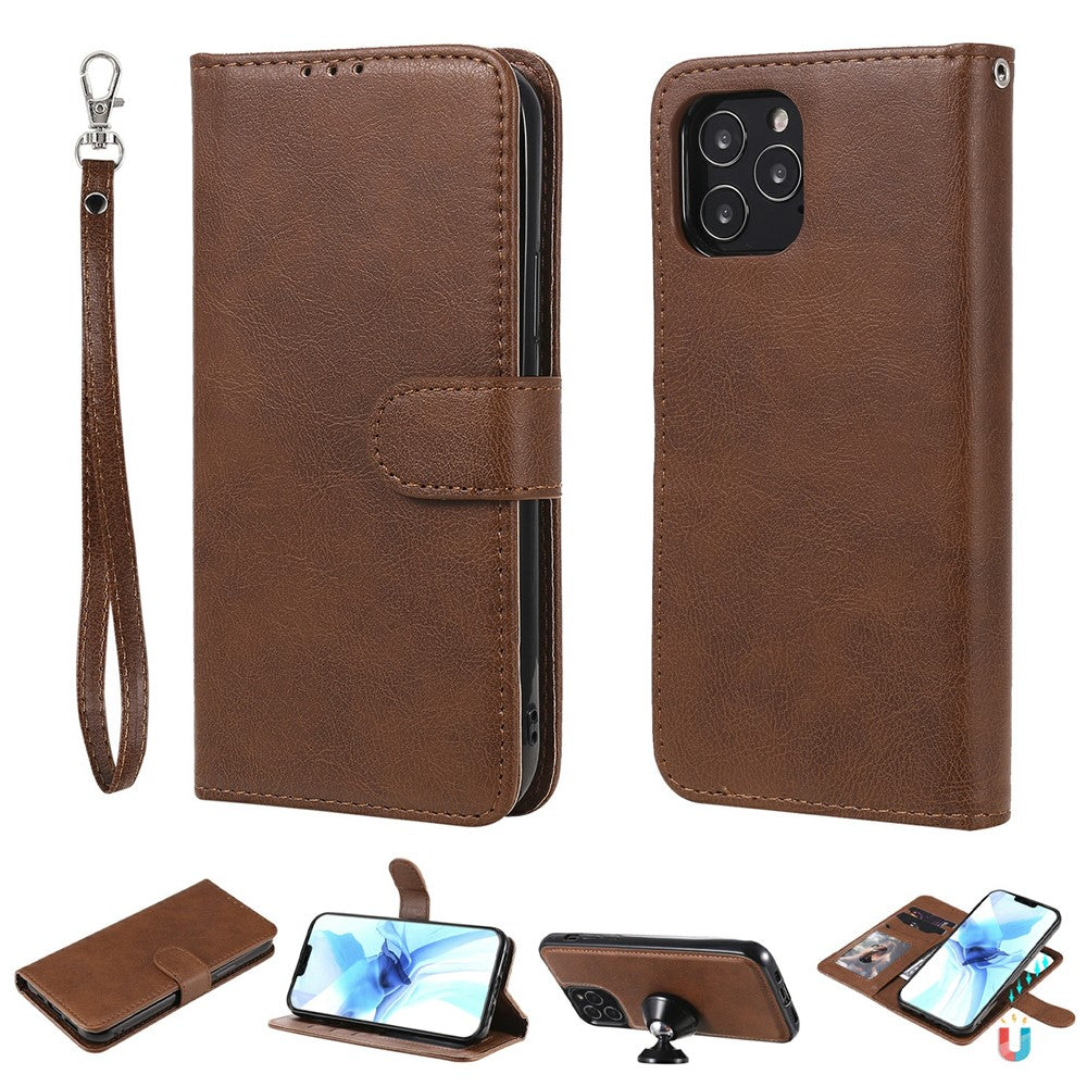 iPhone 12/12 Pro Wallet Flip Cover 2 i 1 Magnet Cover – Brun - produktbillede 1