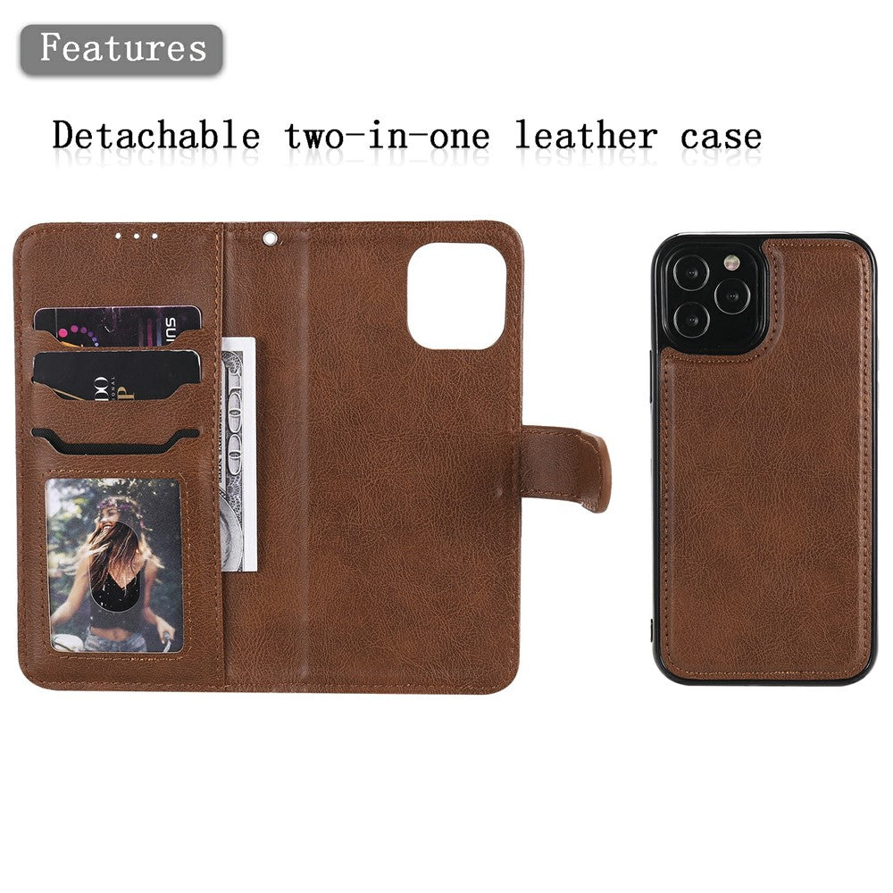 iPhone 12/12 Pro Wallet Flip Cover 2 i 1 Magnet Cover – Brun - produktbillede 2