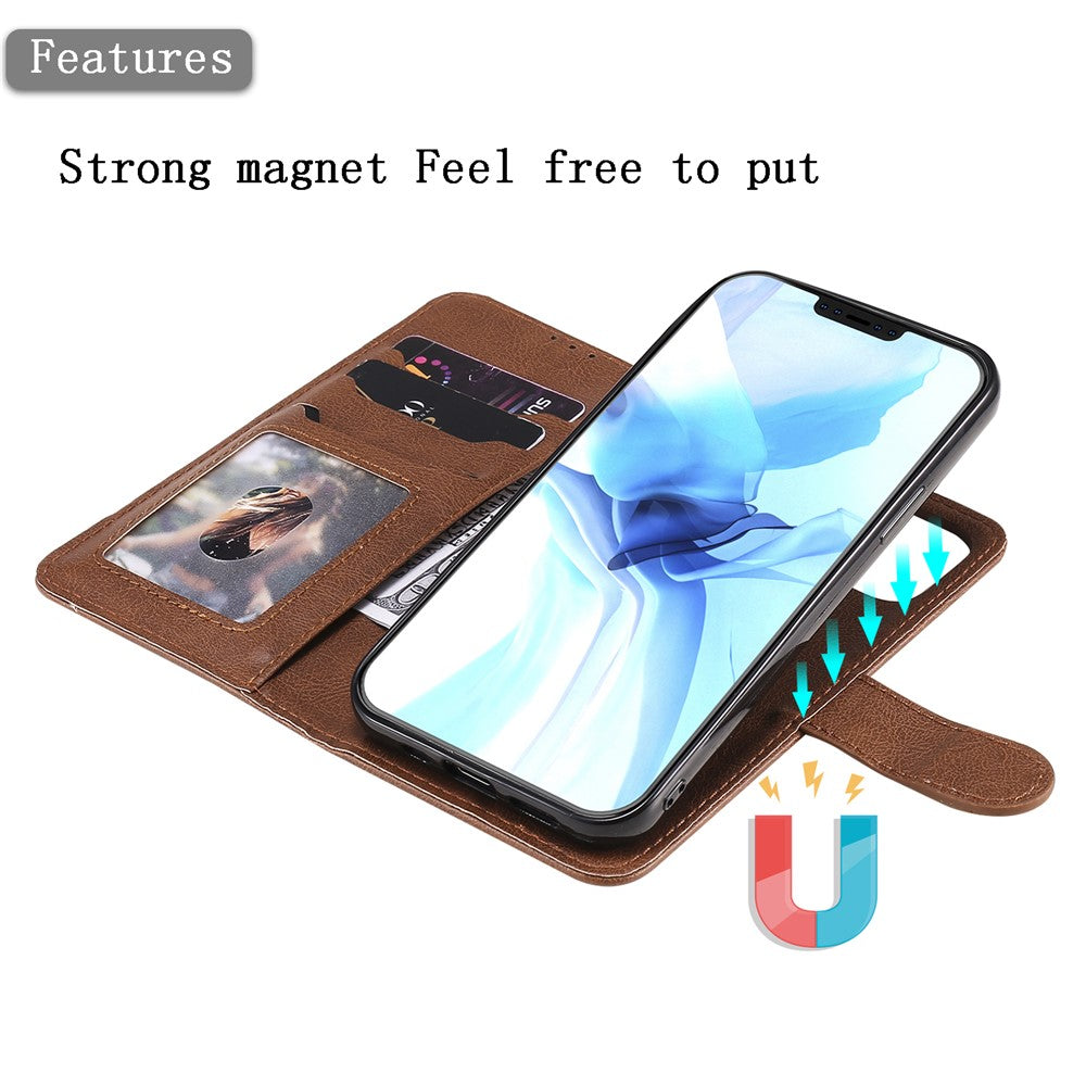 iPhone 12/12 Pro Wallet Flip Cover 2 i 1 Magnet Cover – Brun - produktbillede 3