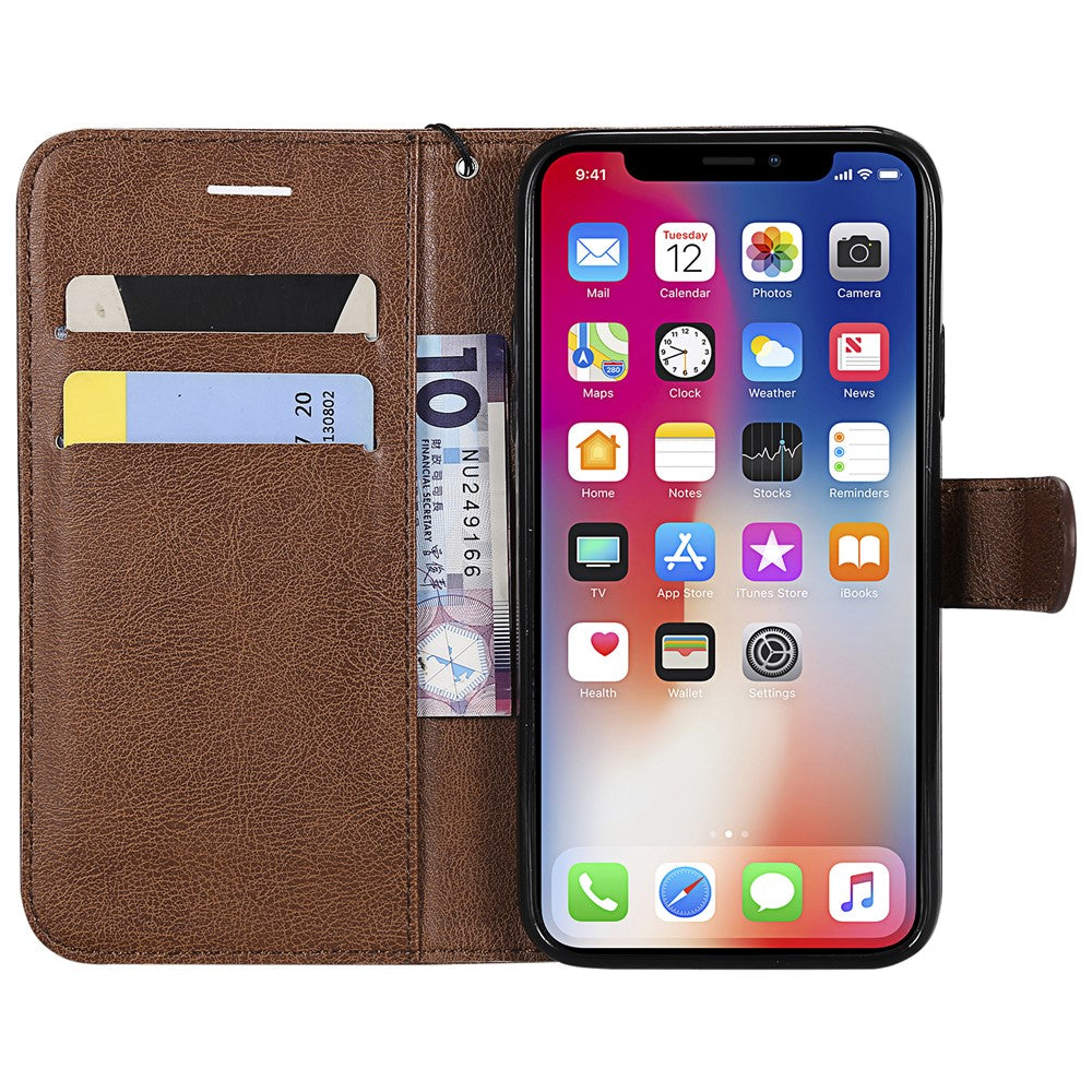 iPhone X/XS Wallet Flip Cover 2 i 1 – Brun - produktbillede 4