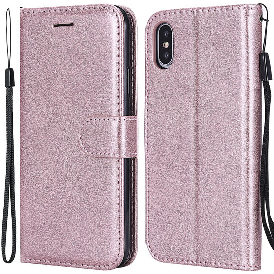 iPhone X/XS Wallet Flip Cover 2 i 1 rose – Guld - produktbillede 1