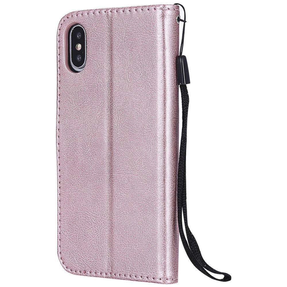 iPhone X/XS Wallet Flip Cover 2 i 1 rose – Guld - produktbillede 3