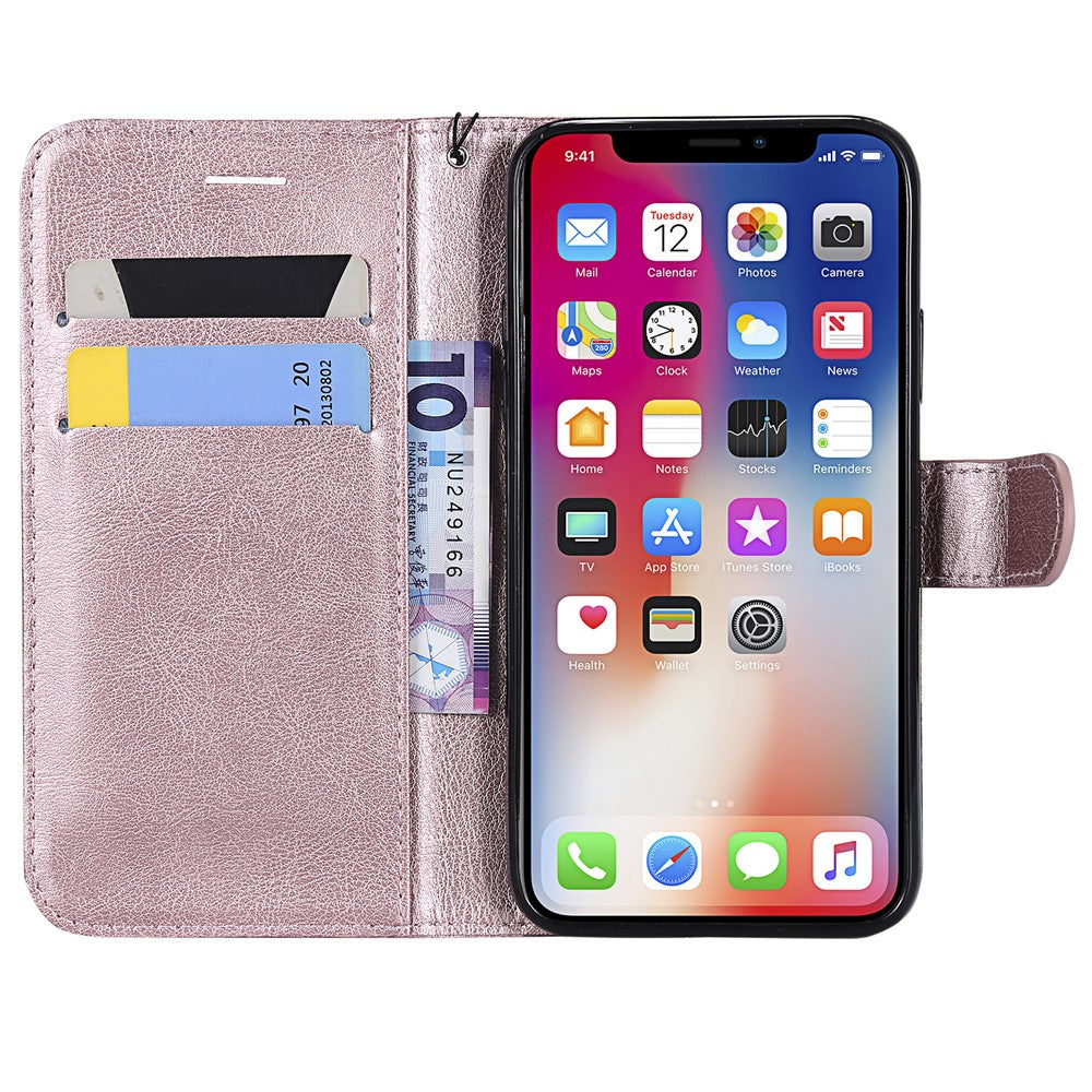 iPhone X/XS Wallet Flip Cover 2 i 1 rose – Guld - produktbillede 4