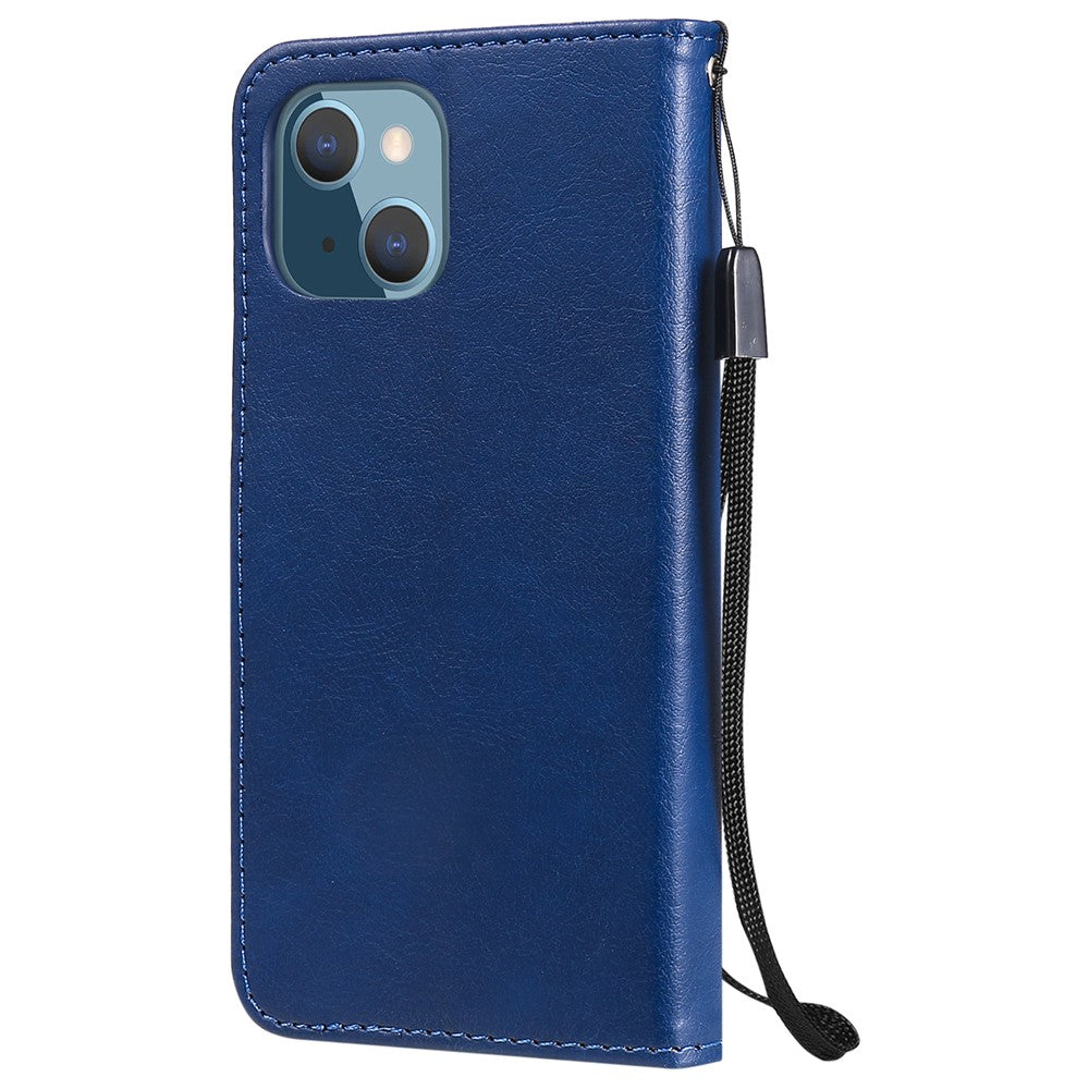 iPhone 13 Mini TPU Wallet Flip Cover Stand Series 2 and Texture Full Protection – Blå