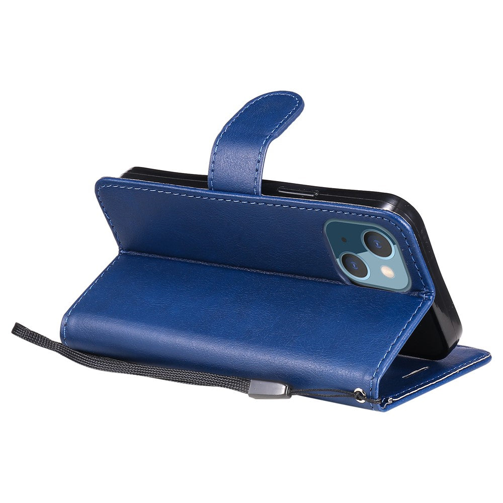 iPhone 13 Mini TPU Wallet Flip Cover Stand Series 2 and Texture Full Protection – Blå