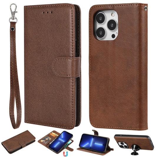 iPhone 13 Pro Max Læder Wallet Flip Cover 2 i 1 – Brun