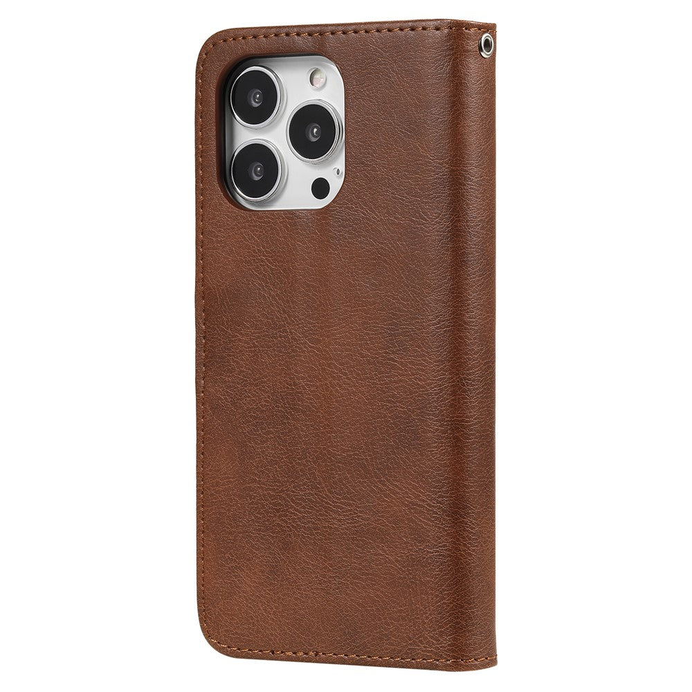 iPhone 13 Pro Max Læder Wallet Flip Cover 2 i 1 – Brun - produktbillede 3