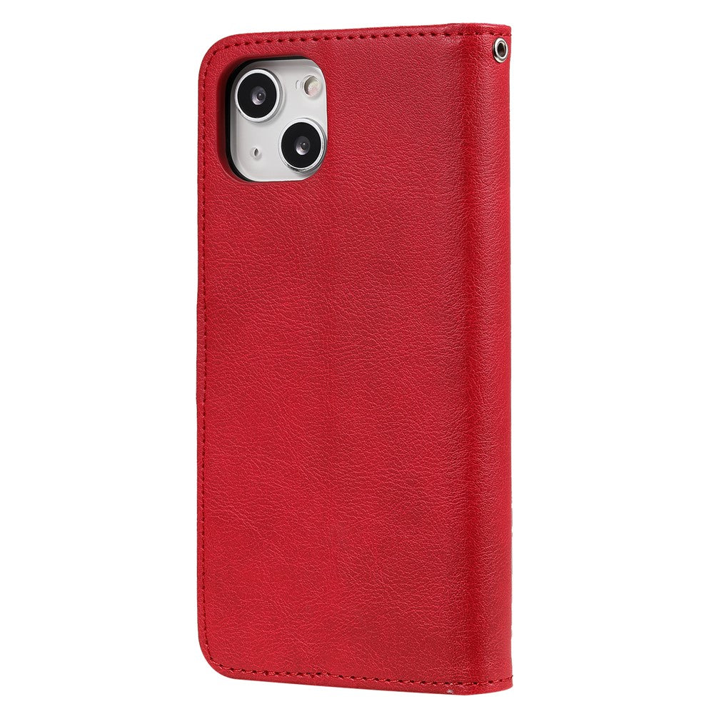 iPhone 13 Cover med kortholder 2i1 M/strop Aftagelig M/kortholder – Rød - produktbillede 3