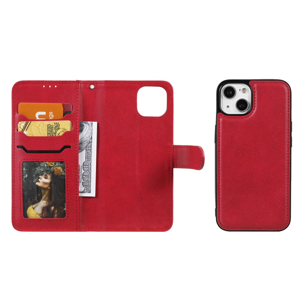 iPhone 13 Cover med kortholder 2i1 M/strop Aftagelig M/kortholder – Rød - produktbillede 4