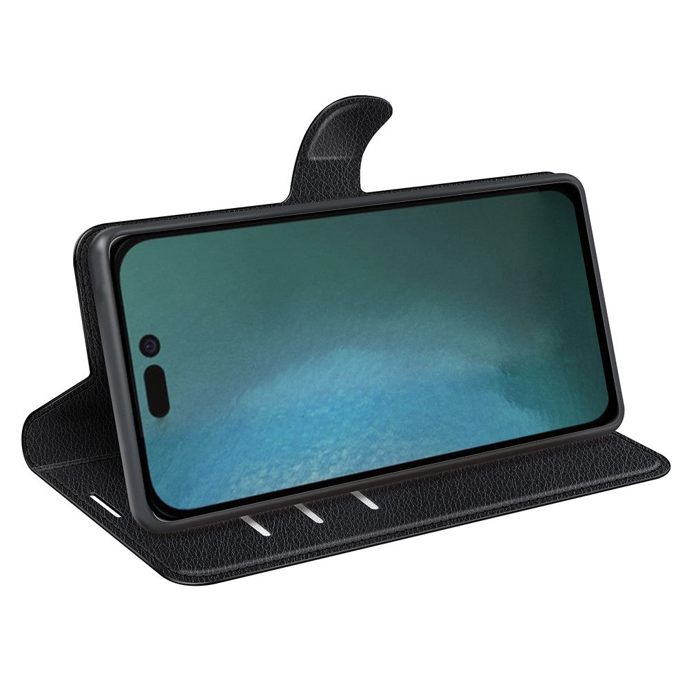iPhone 14 Pro PU Wallet Flip Cover Stand Litchi Texture Anti Scratch Full – Sort