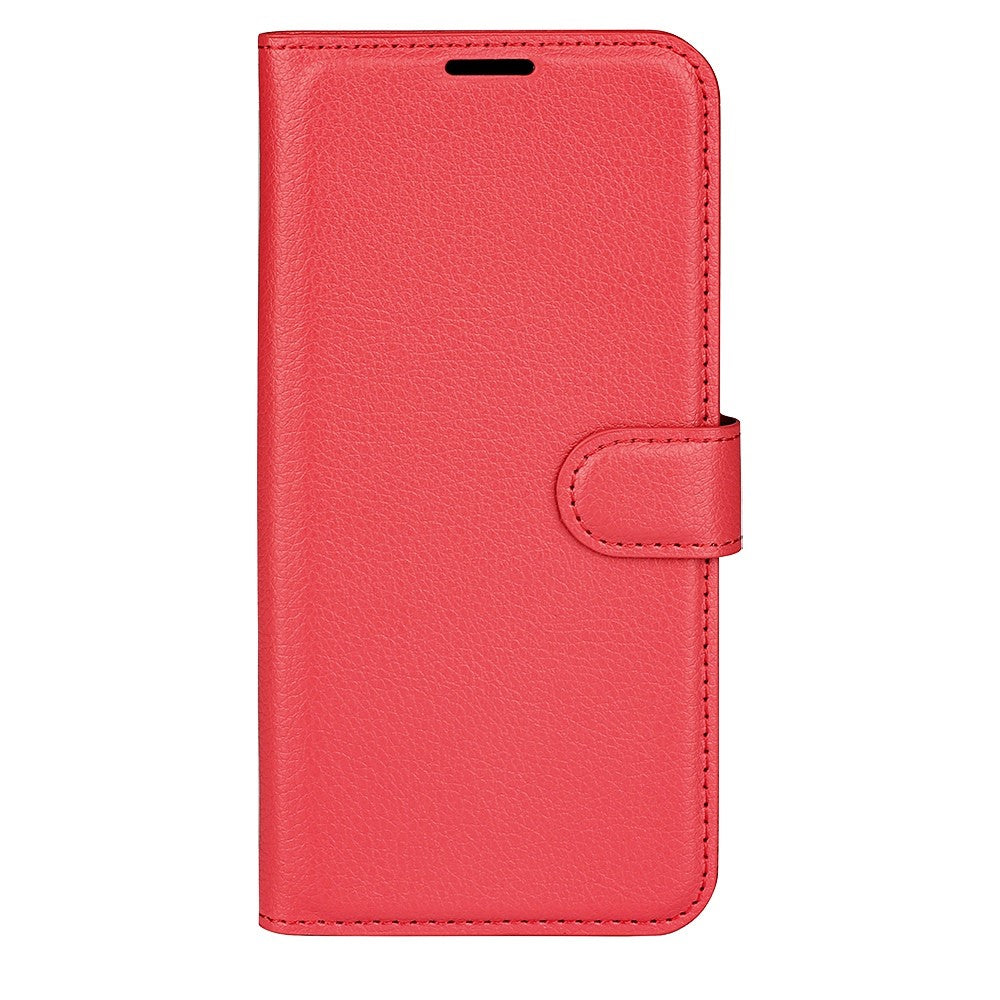 iPhone 14 Pro PU Wallet Flip Cover Stand Litchi Texture Anti Scratch Full – Rød - produktbillede 5