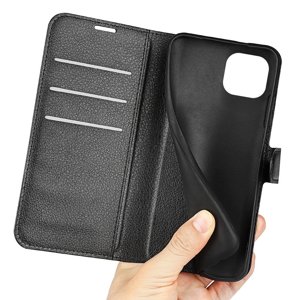 iPhone 14 PU Wallet Flip Cover Stand Litchi Texture All inclusive Protection – Sort