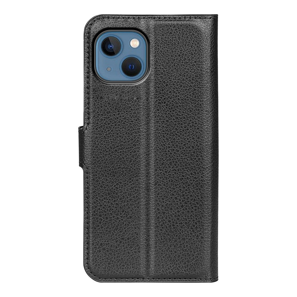iPhone 14 PU Wallet Flip Cover Stand Litchi Texture All inclusive Protection – Sort