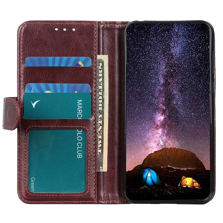 iPhone 14 Cover med kortholder M/3kort Og Magnetluk – Brun