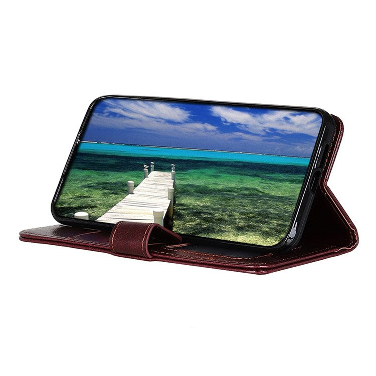 iPhone 14 Cover med kortholder M/3kort Og Magnetluk – Brun