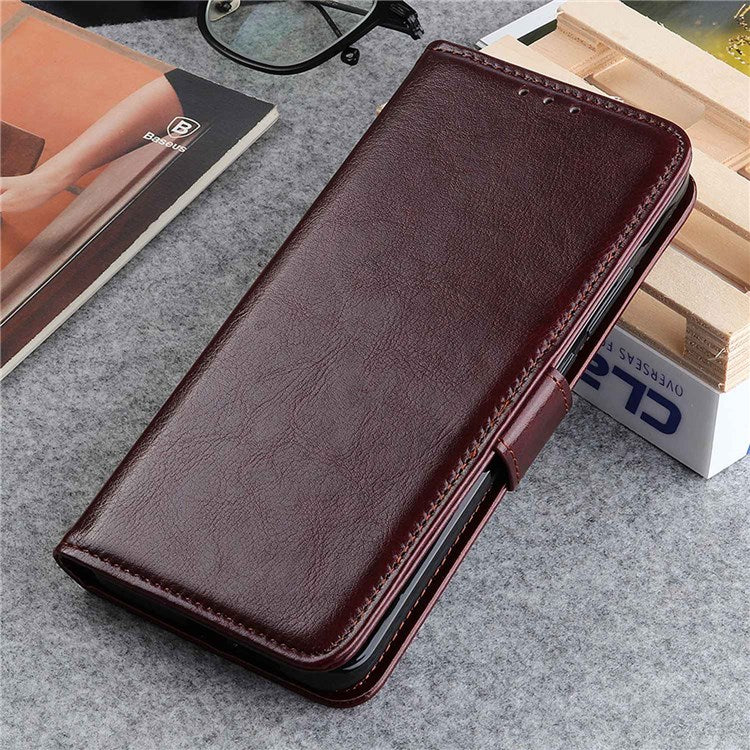 iPhone 14 Cover med kortholder M/3kort Og Magnetluk – Brun