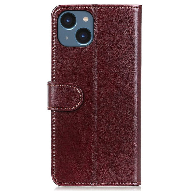 iPhone 14 Cover med kortholder M/3kort Og Magnetluk – Brun