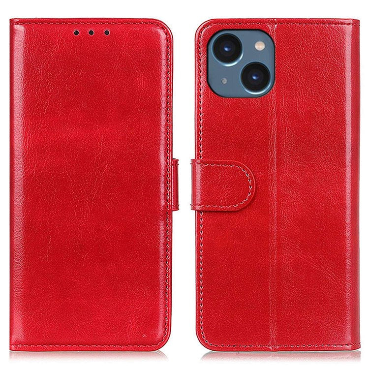 iPhone 14 Cover med kortholder M/3kort Og Magnetluk – Rød