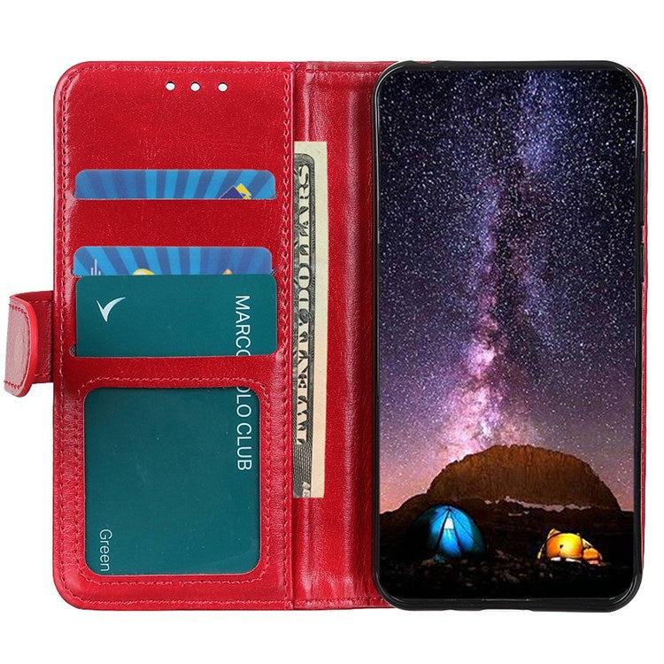 iPhone 14 Cover med kortholder M/3kort Og Magnetluk – Rød