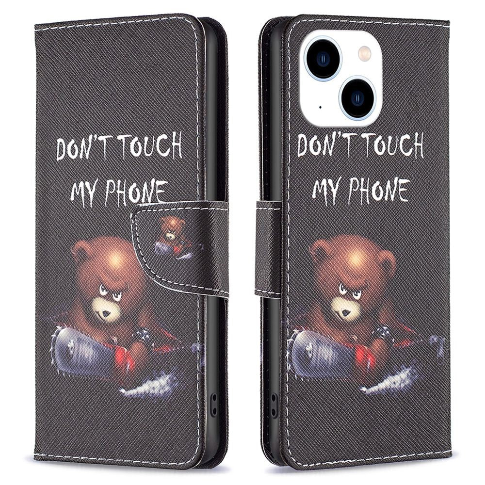 iPhone 14 TPU Wallet Flip Cover Stand BF Series 1 Viewing Folio Bear - produktbillede 1