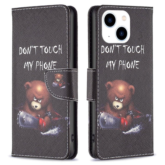iPhone 14 TPU Wallet Flip Cover Stand BF Series 1 Viewing Folio Bear - produktbillede 1