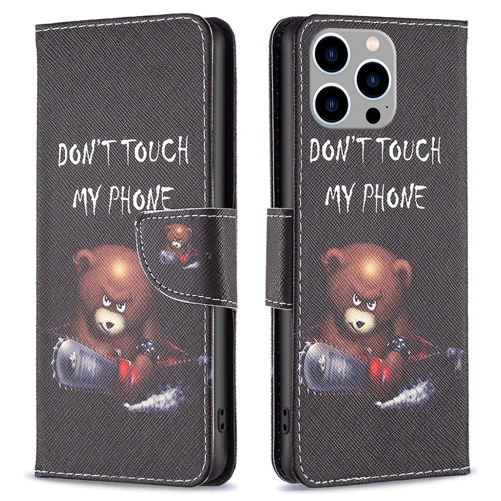 iPhone 14 Pro Max Wallet Flip Cover Don´t touch my phone - produktbillede 1