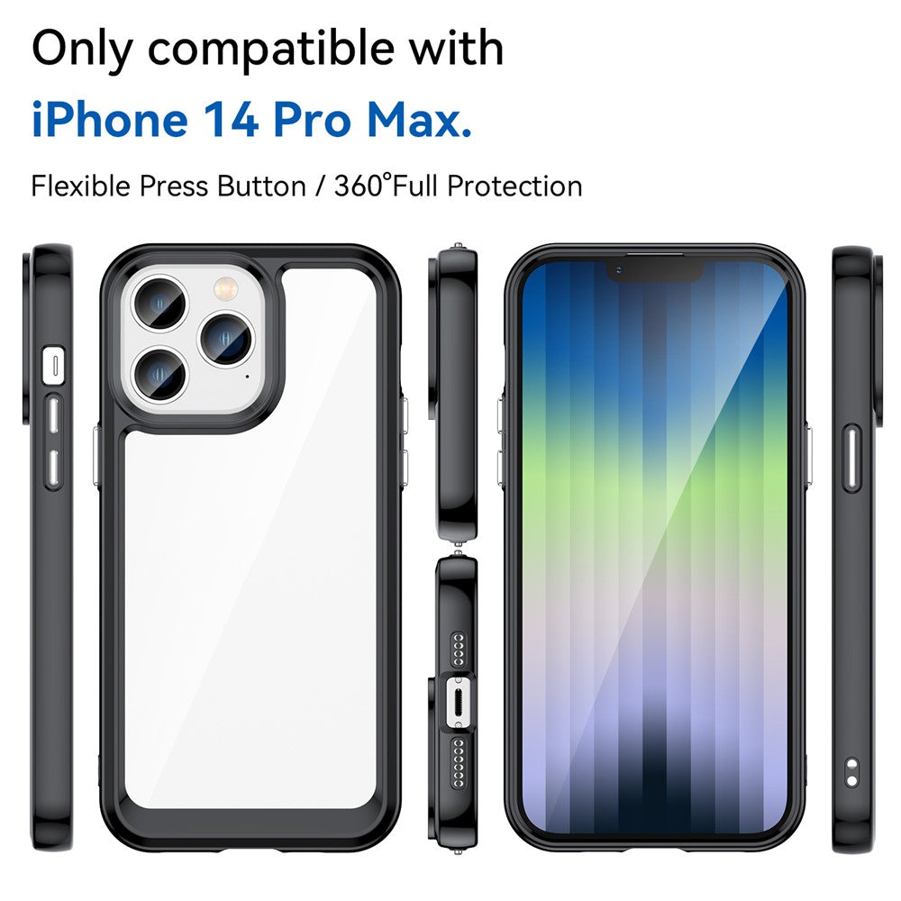 iPhone 14 Pro Max TPU Cover Brush Texture Anti fingerprint Acrylic Anti fall – Sort - produktbillede 2