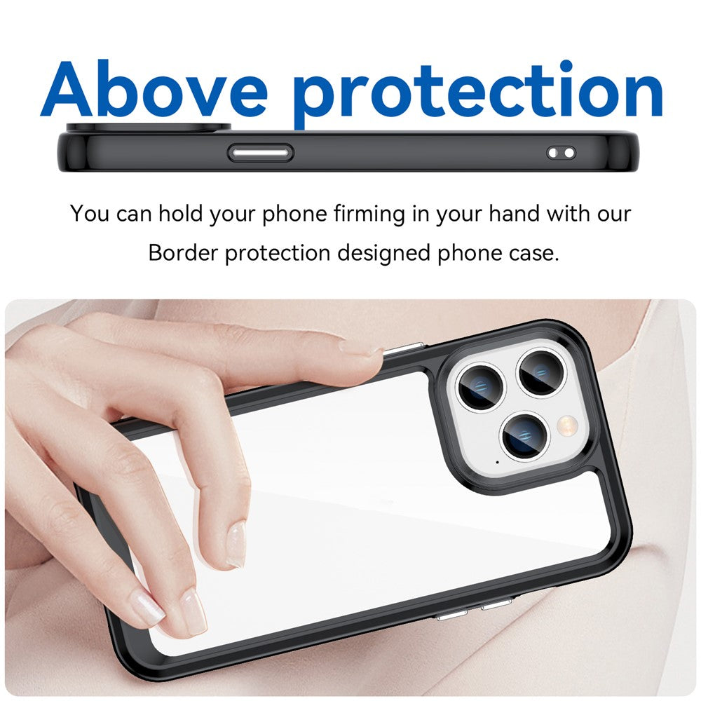 iPhone 14 Pro Max TPU Cover Brush Texture Anti fingerprint Acrylic Anti fall – Sort - produktbillede 4