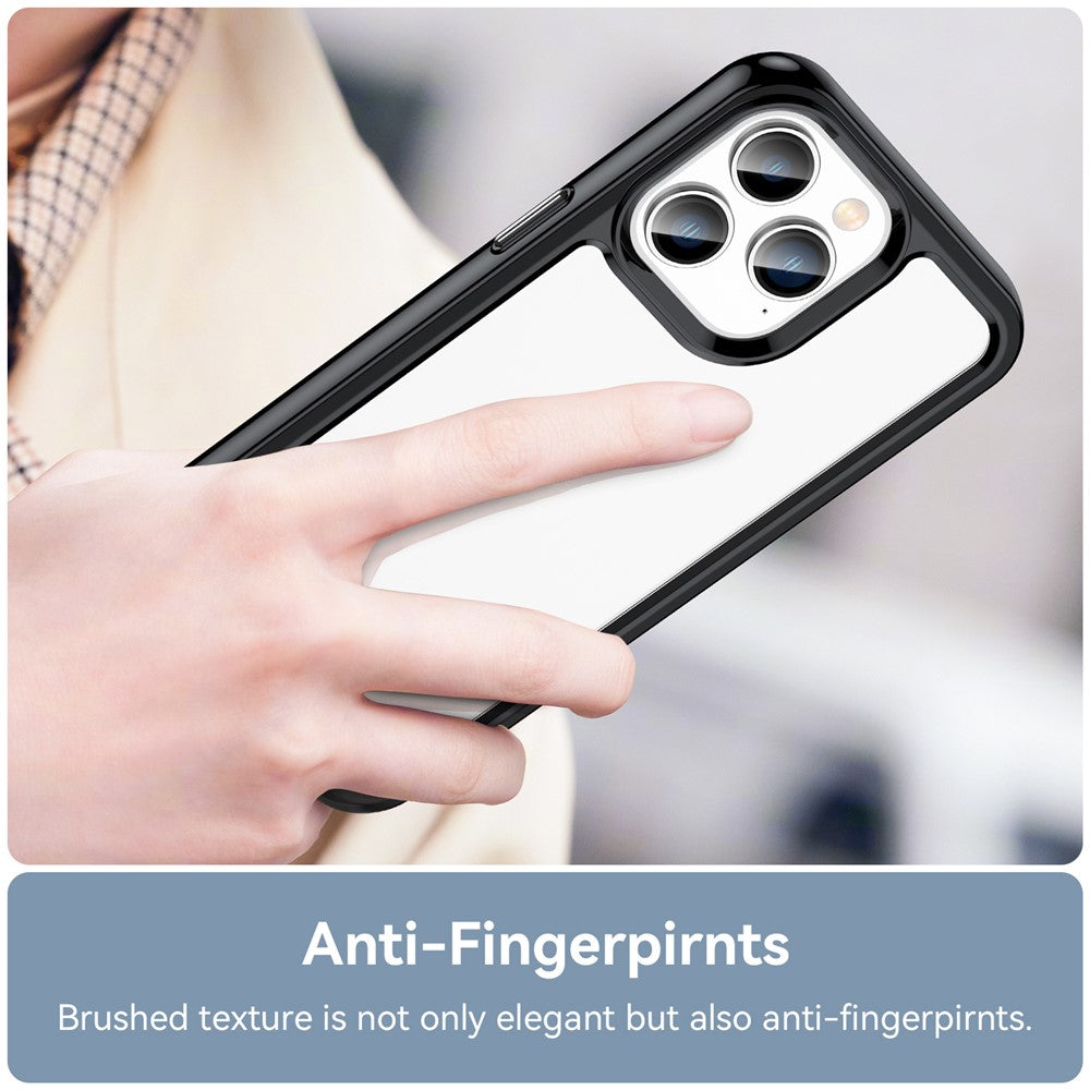 iPhone 14 Pro Max TPU Cover Brush Texture Anti fingerprint Acrylic Anti fall – Sort - produktbillede 5