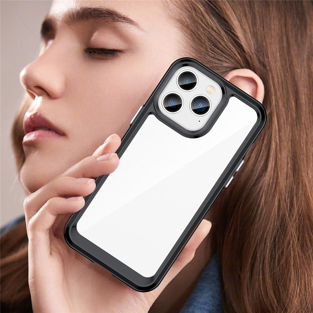 iPhone 14 Pro Max TPU Cover Brush Texture Anti fingerprint Acrylic Anti fall – Sort - produktbillede 7