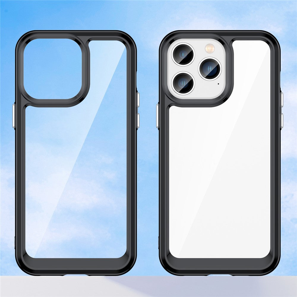 iPhone 14 Pro Max TPU Cover Brush Texture Anti fingerprint Acrylic Anti fall – Sort - produktbillede 8