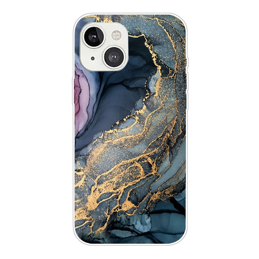 iPhone 14 Soft Tpu Drop Marmor – Sort/Guld - produktbillede 1