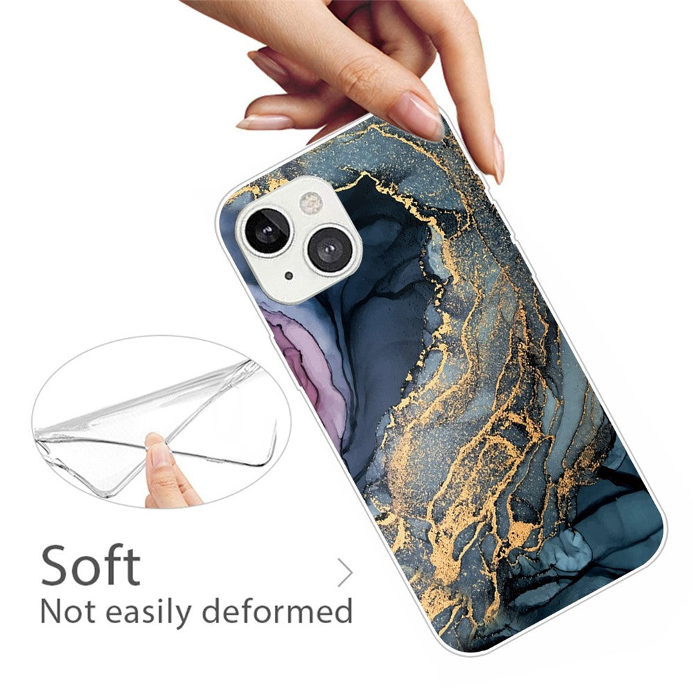 iPhone 14 Soft Tpu Drop Marmor – Sort/Guld - produktbillede 2